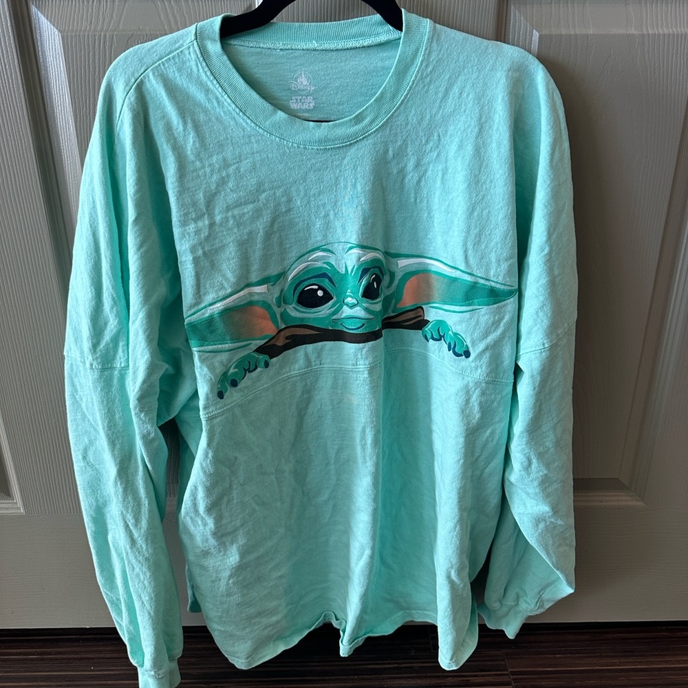 Mandalorian and grogu Mint Green Graphic Long Sleeve Shirt